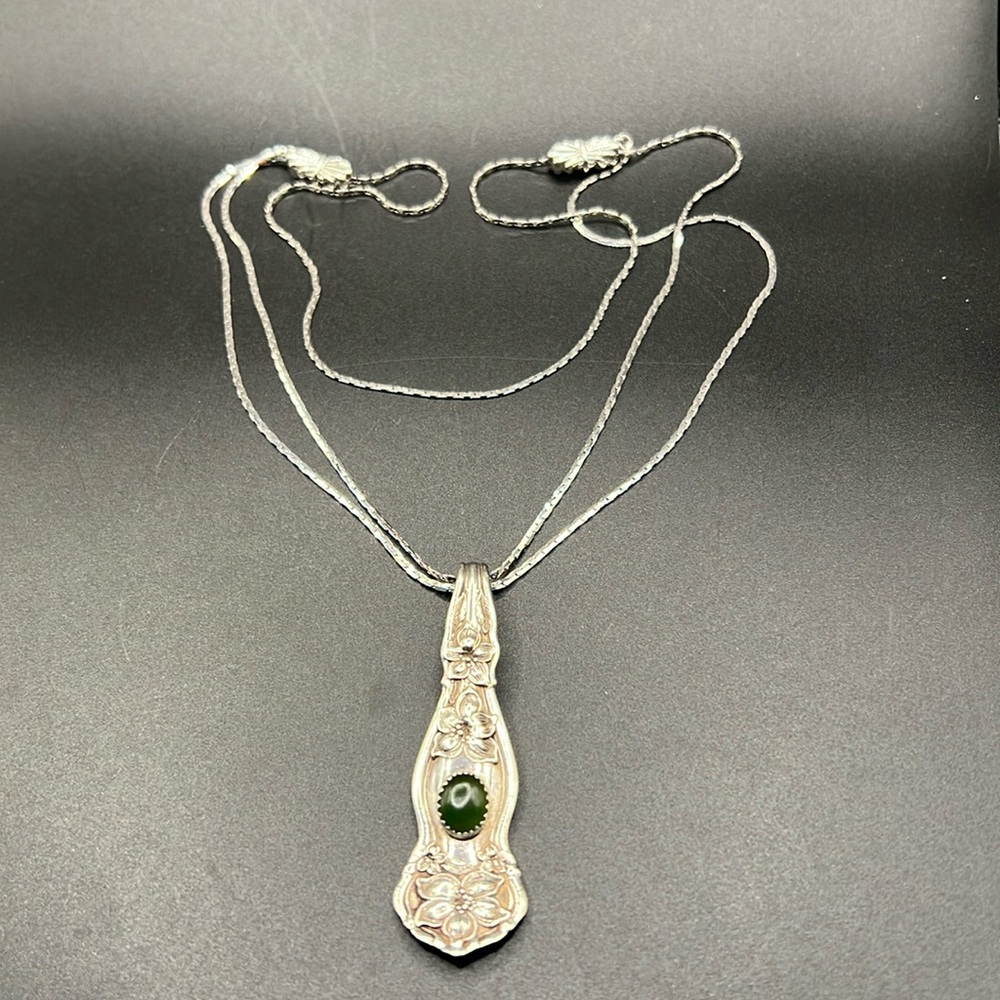 Vintage flower spoon slider necklace